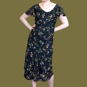 FAIRY CORE VINTAGE MAXI DRESS FLORAL CHIFFON 🤎🤎